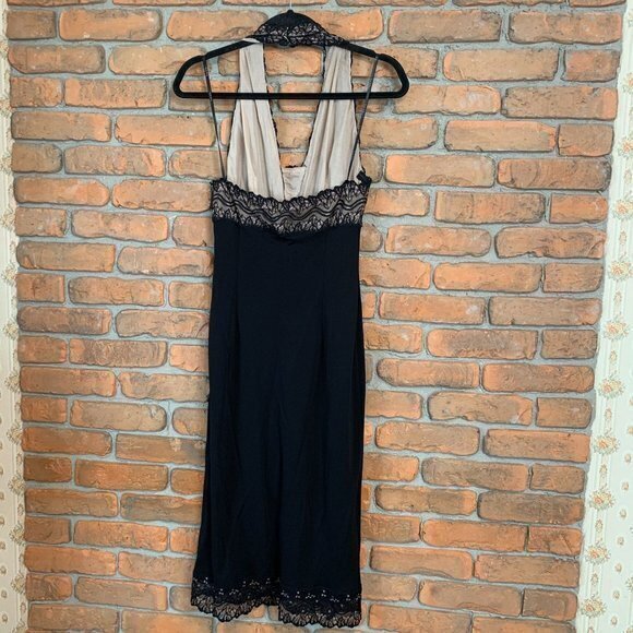 Nicole Miller Black Lace-Trim Midi Dress - Picture 4 of 5